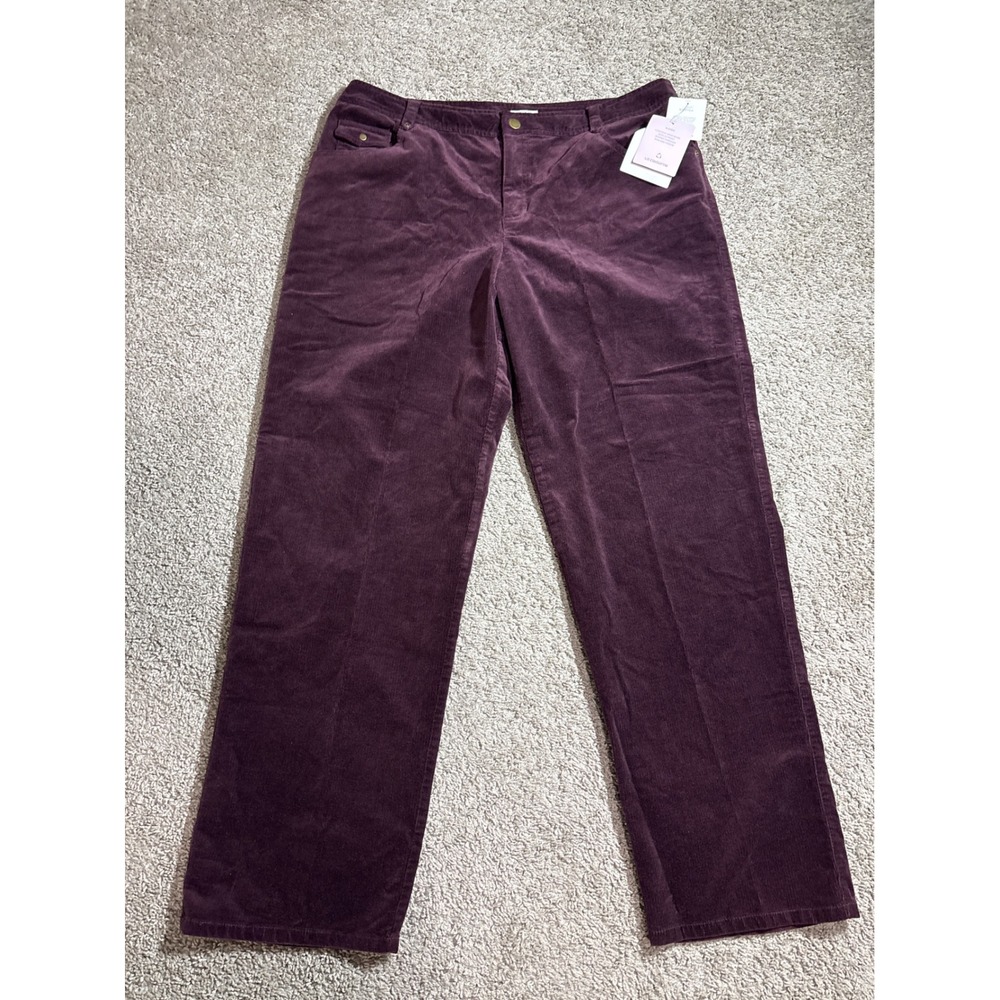 Liz Claiborne Audra Plum Purple Corduroy Pants Straight Leg womens 16